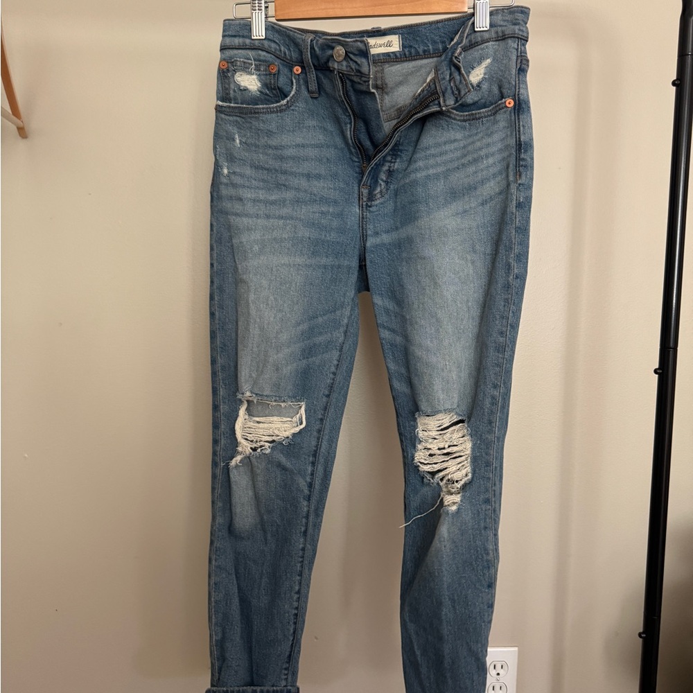 Madewell Distressed Blue Ankle Jeans